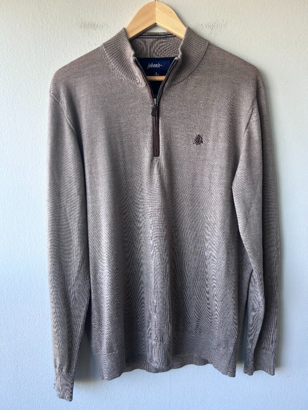 johnnie-O Baron Merino Wool 1/4 Zip Sweater Gray Large Golf